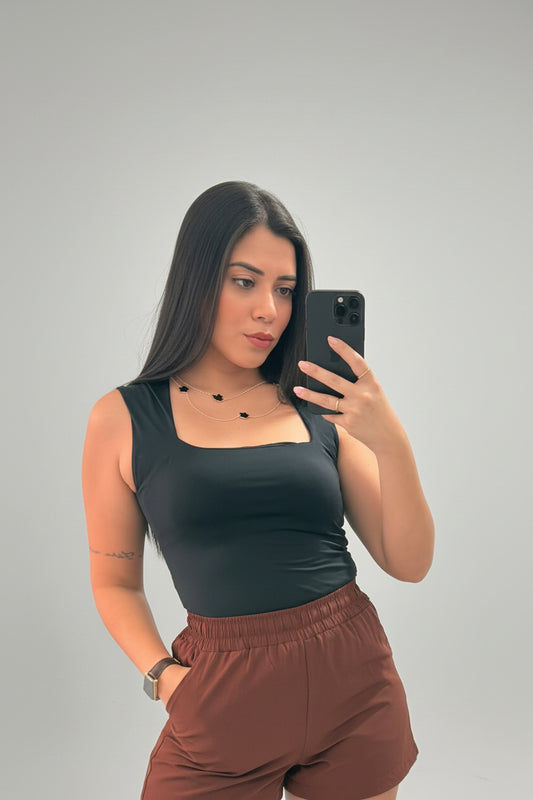 Body Poliamida Decote Reto