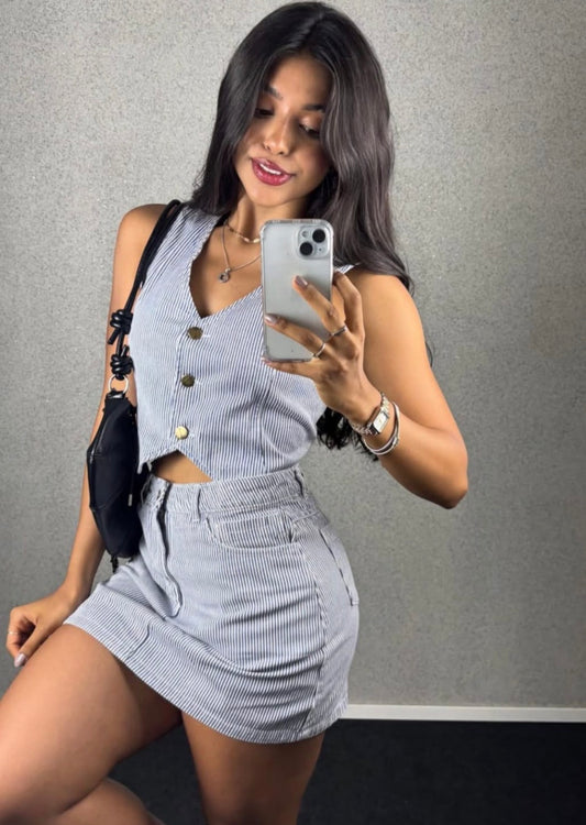 Saia Jeans Listrada